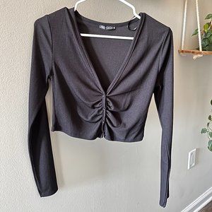 Zara Long Sleeve Synched Top (Black)